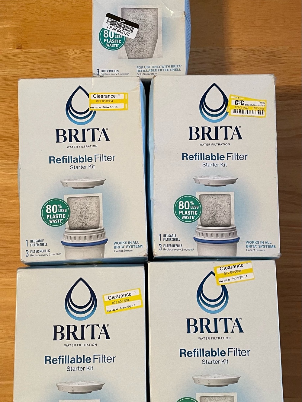 BRITA Refillable Filter Starter Kit - White/Blue Packaging (Lot of 5)